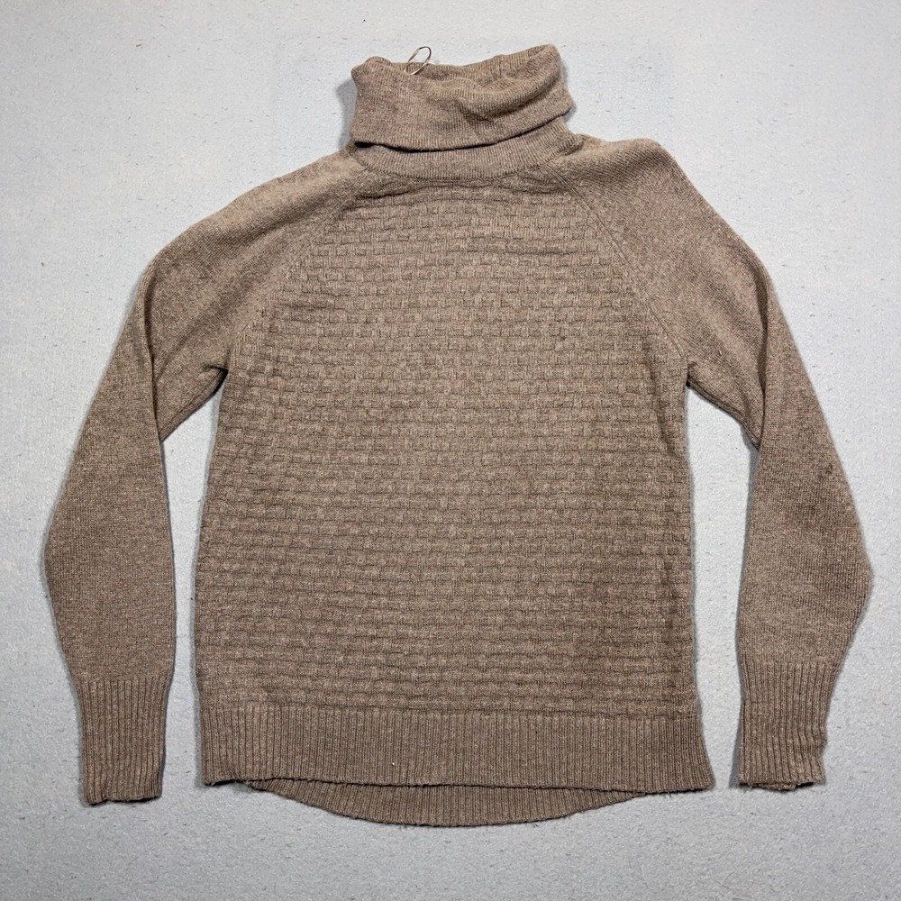 C&C California Womens Wool Blend Turtleneck Sweater Taupe Brown Textured Knit L